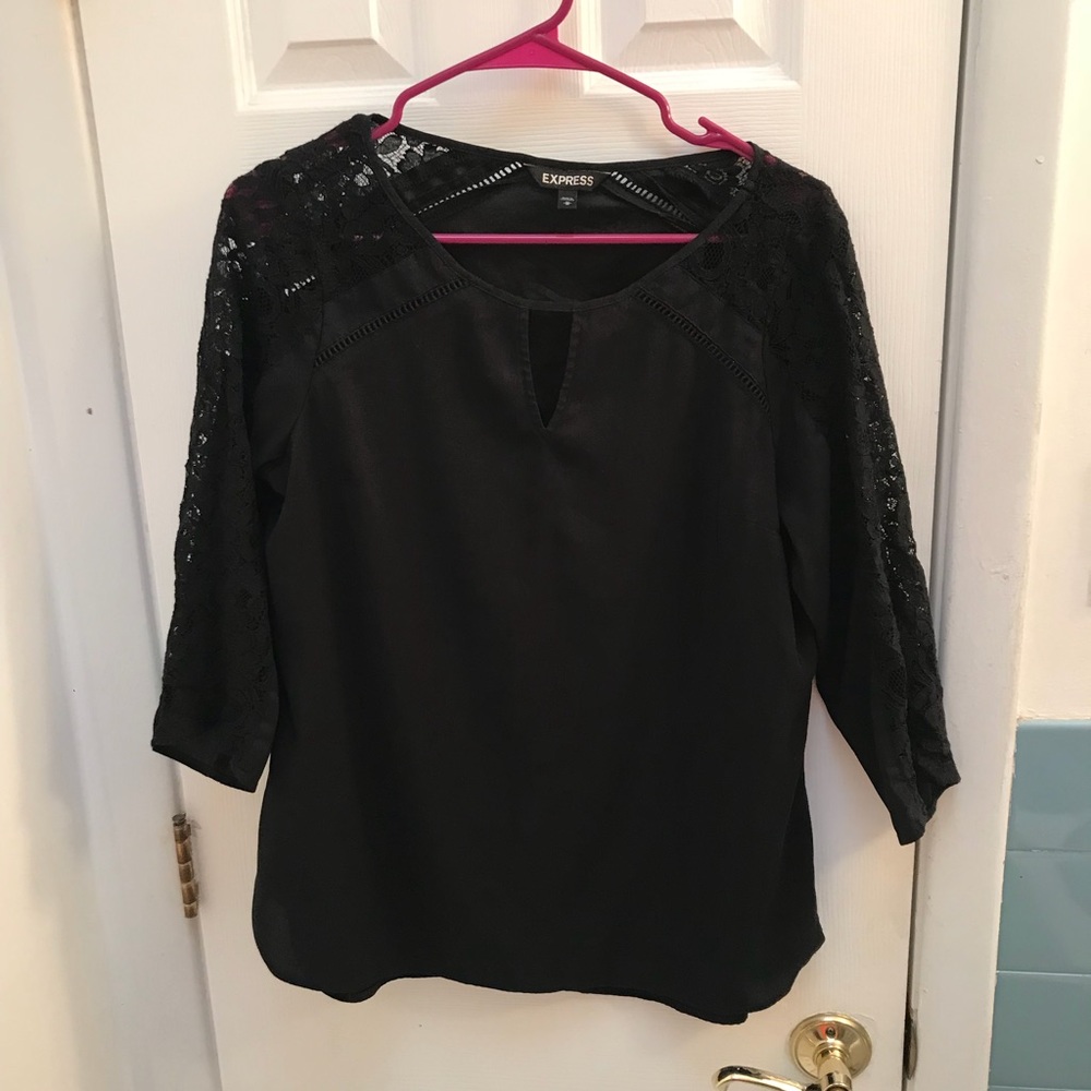Black 3/4 lace shirt